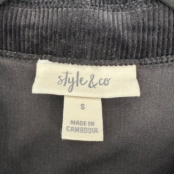 Style & Co Womens Black Corduroy Button Front Jacket Size S - Picture 6 of 9